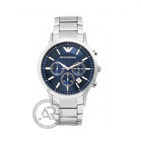 Men's blue dial stainless steel chronograph emporio armani watch ar2448 new arrivals